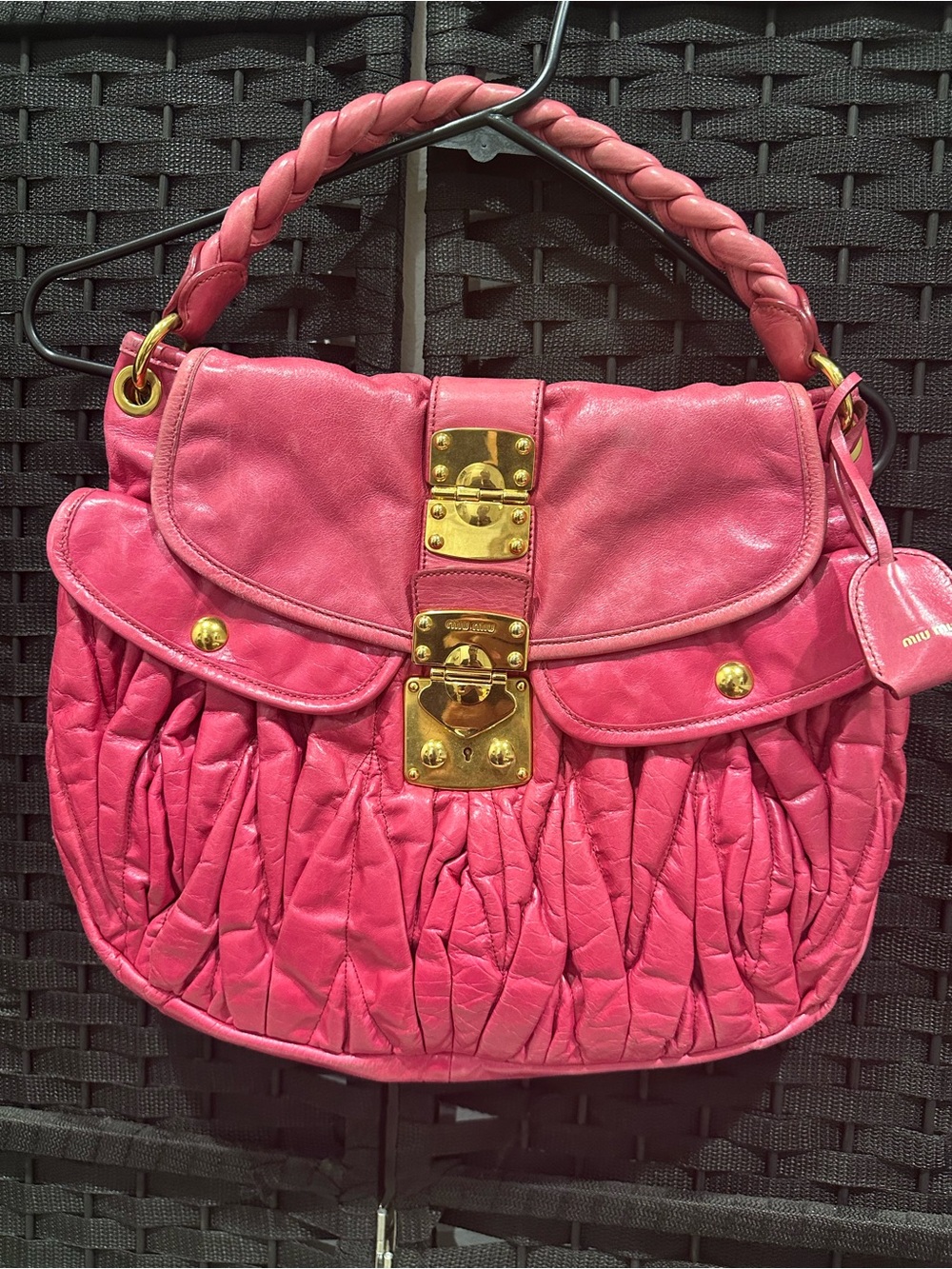 🚨LAST CHANCE 🚨VINTAGE Miu Miu Pink Matelasse Ruched Shoulder bag